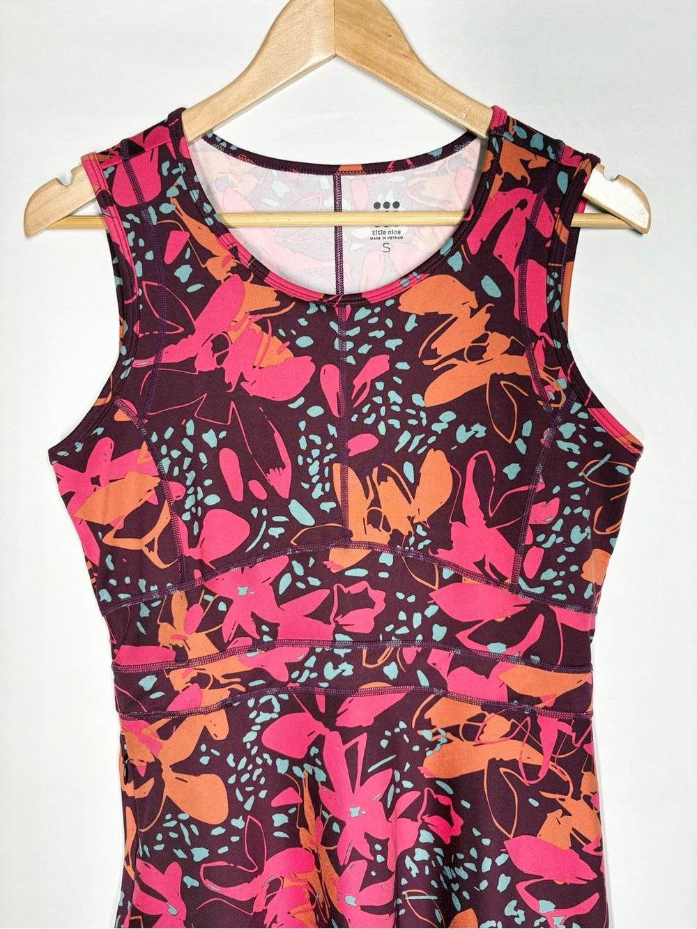 Like New Title Nine Tank Dream Dress in Burgundy, Pink, & Orange Floral. Small - Picture 3 of 13